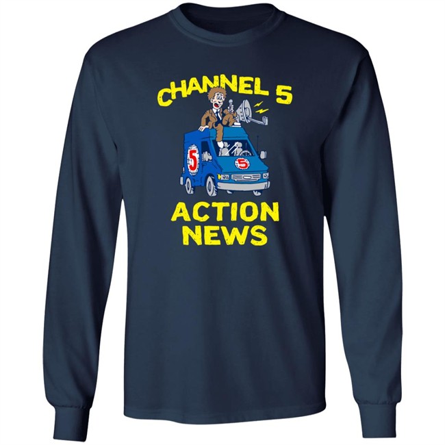 Channel 5 Merch Drop Actions News Black Tee Shirt Channel 5 Merch Drop Actions News Black Tee Shirt