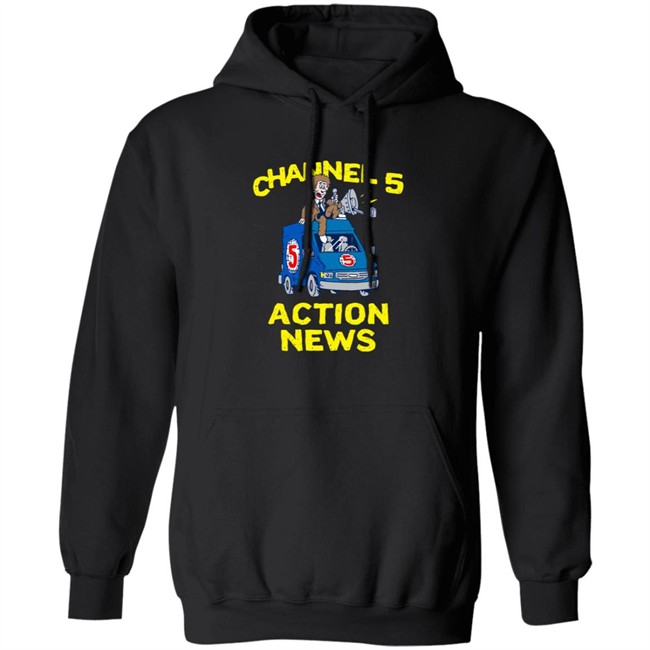Channel 5 Merch Drop Actions News Black Tee Shirt Channel 5 Merch Drop Actions News Black Tee Shirt