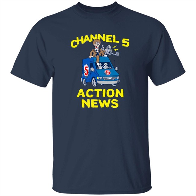 Channel 5 Merch Drop Actions News Black Tee Shirt Channel 5 Merch Drop Actions News Black Tee Shirt