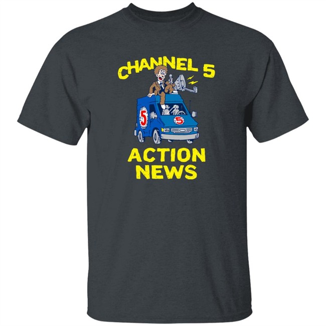Channel 5 Merch Drop Actions News Black Tee Shirt Channel 5 Merch Drop Actions News Black Tee Shirt