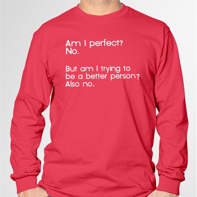 Am I Perfect No But Am I Trying To Be A Better Person Also No Shirt Am I Perfect No But Am I Trying To Be A Better Person Also No Tee Weird Thrift Store Shirts