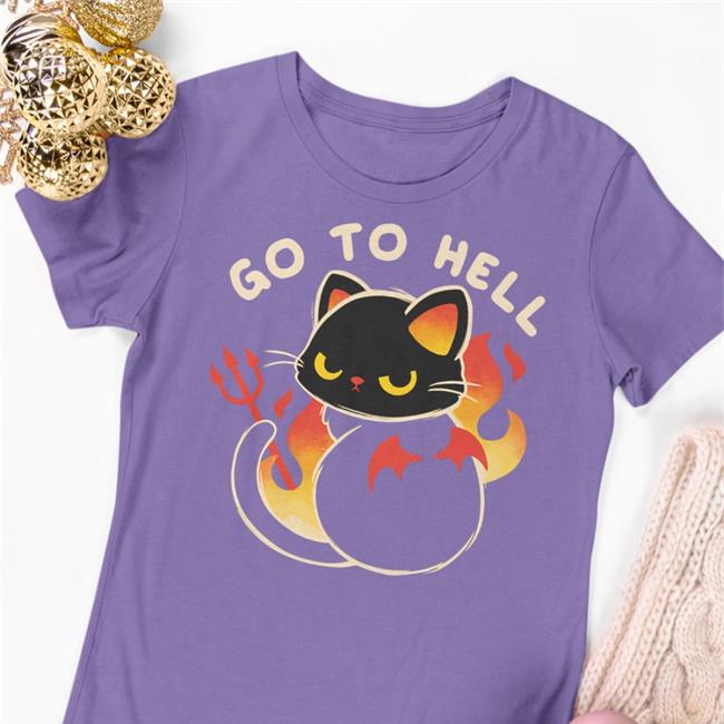 Qwertee Merch Go To Hell Cat T-Shirt Qwertee
