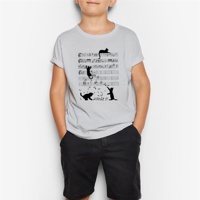 Cute Cat Playing Music Note Clef Musician Long Sleeve