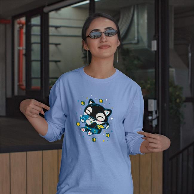 Teepublic Merch Persona 5 Treasure Lover Treasure Long Sleeve Tee Shirt Cheap Ass Gamer Light Blue