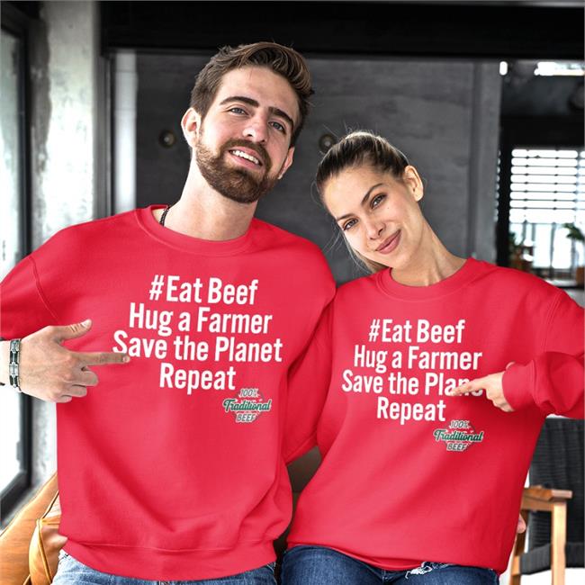 Eat Beef Hug A Farmer Save The Planet Repeat 100% Traditional Beef Tee Shirt Freethe74462554