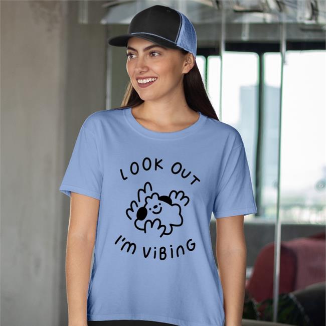 Hey Hey Momo Shop Merch Look Out I'm Vibing TShirt White Momo Draws