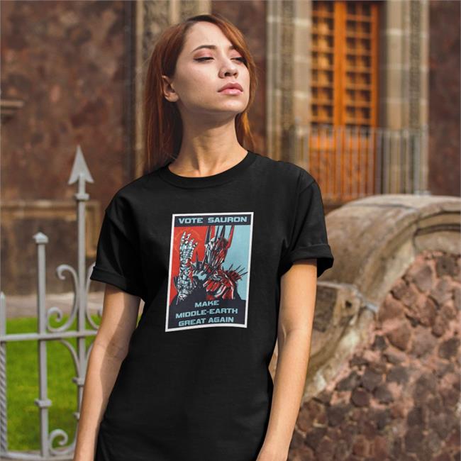 Qwertee Merch Vote Sauron Make Middle Earth Great Again Shirt Black