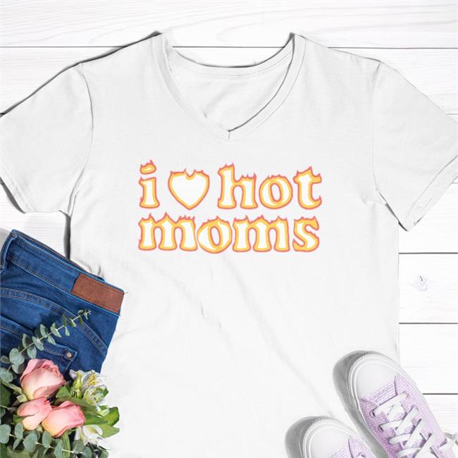 I Heart Hot Moms Flame White Hooded Sweatshirt