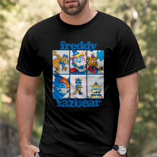 Five Nights At Freddy's Freddy Fazbear Grid Boyfriend Fit Girls Shirts Jonny Blox