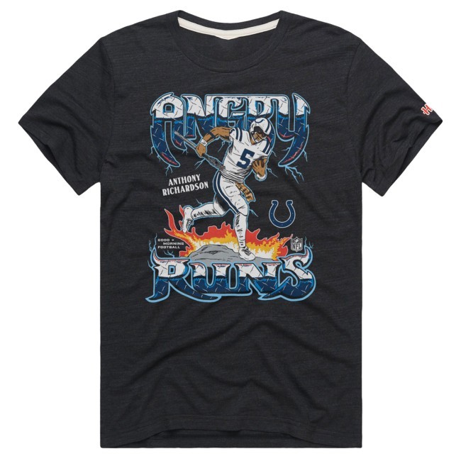 Colts Shop Men's Homage Anthony Richardson Charcoal Indianapolis Colts Angry Runs Player Graphic Tri-Blend Shirt