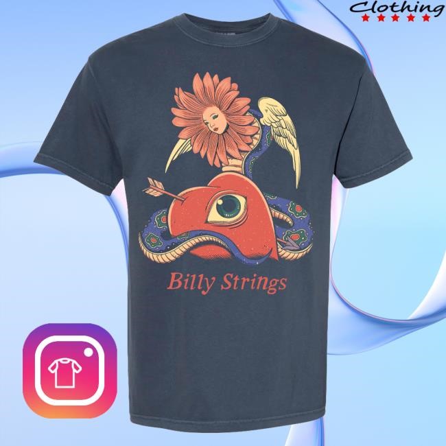 Official Billy Strings Merch Store Flower Heart T Shirt (Pedro Correa)