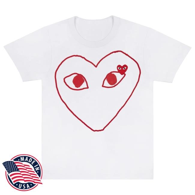 Official Forrest Comme Des Garcons Store Shop PLAY White Shirt with Red Outline Heart