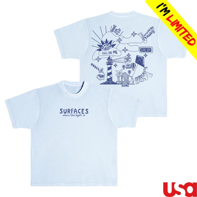 Official Merch Bar Surfaces Store Where The Light Is Light Blue T Shirt MerchBar Shop