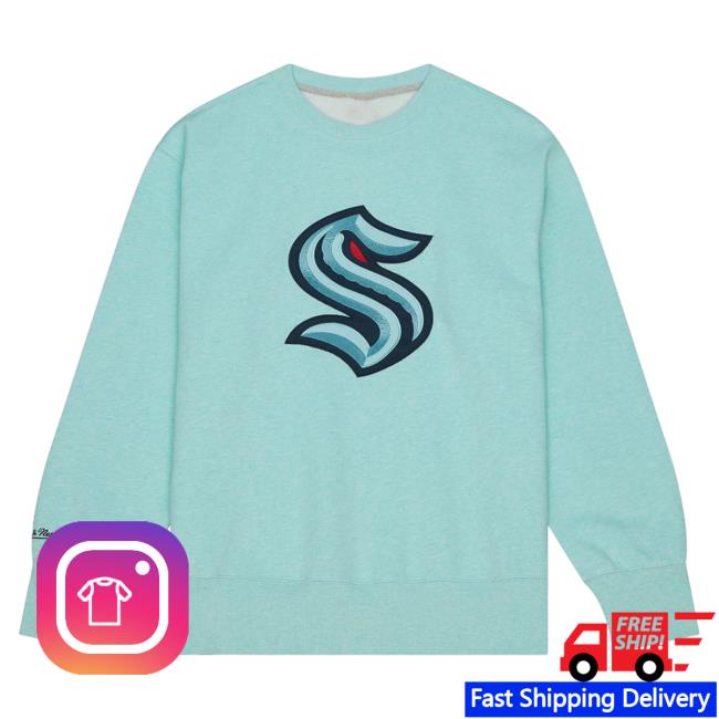 Official Mitchell And Ness Clothing Store Shop Playoff Win 2.0 Sweater Current Logo Seattle Kraken Mitchellandness Merch