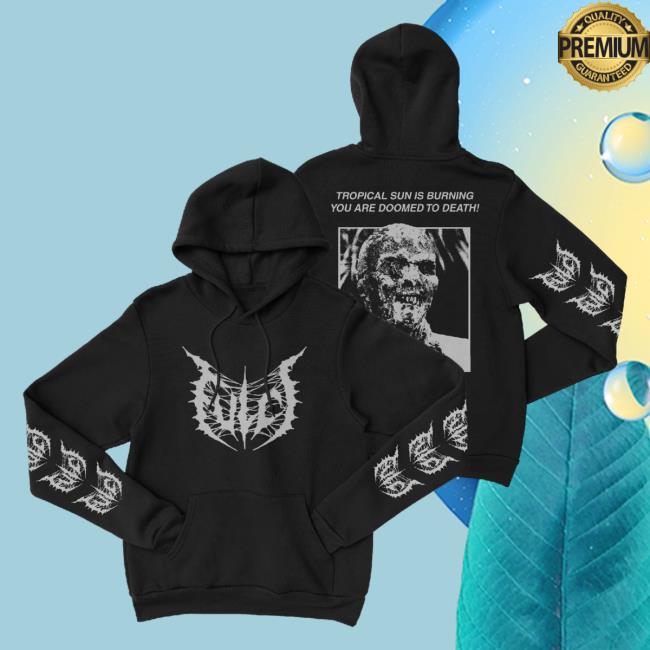 Official Night Shift Store Shop Fulci - Zombi 2 Tropical Sun Is Burning You Are Doomed To Death! Hooded Sweatshirt Nightshift Merch