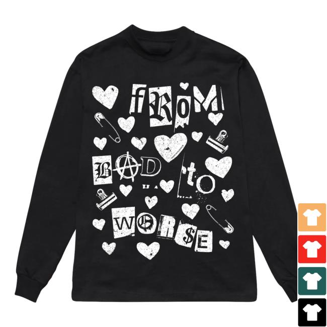 Official Misery Worldwide Misery Worldwide Bad To Worse Graphic Print Black Long Sleeve T Shirt