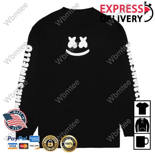 Official Marshmello Music Clothing Store Shop Smile Bar L/S Sweatshirt Black Marshmellomusic Merch