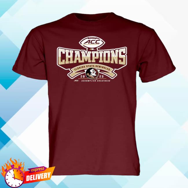 Official Tournament Of Roses Shop Blue 84 Garnet Florida State Seminoles 2023 Acc Football Conference Champions Locker Room T-Shirt