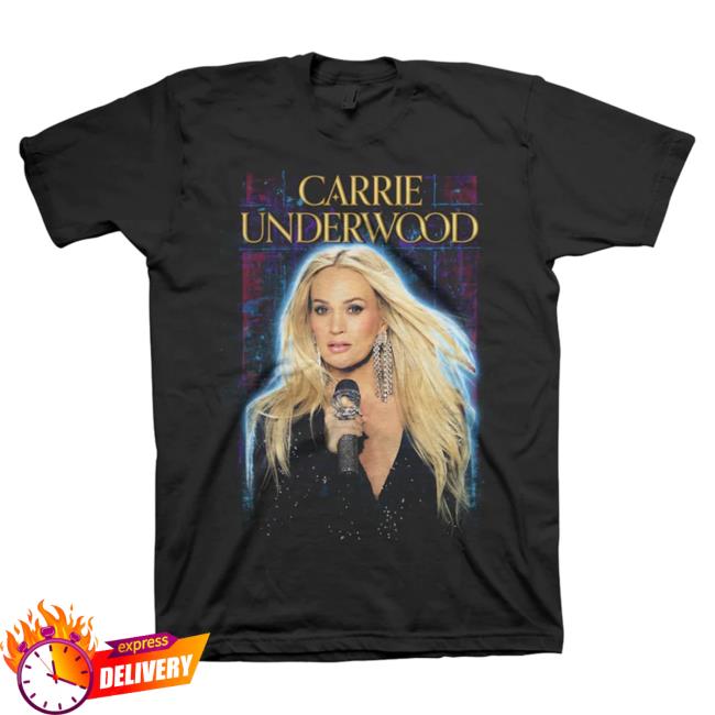 Official Carrie Underwood Merch Store Carrie Underwood Black Rhinestone Mic Photo Tees Carrie Underwood Clothing Shop