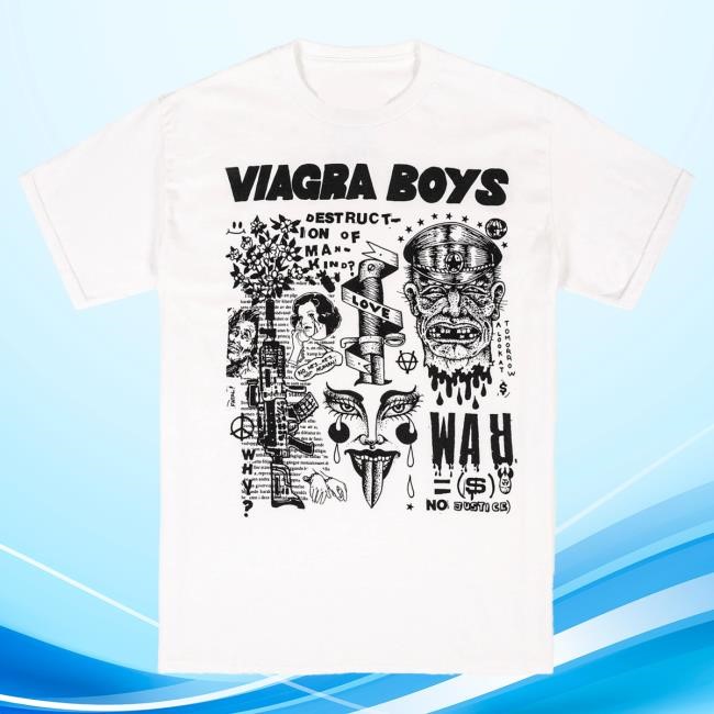 Official Viagra Boys Merch Viagr Aboys No War Hot Shirt (White)