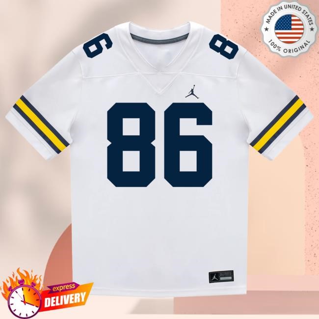 The M Den Michigan Wolverines #86 Brady Prieskorn Student Athlete White Football Jersey New Shirt