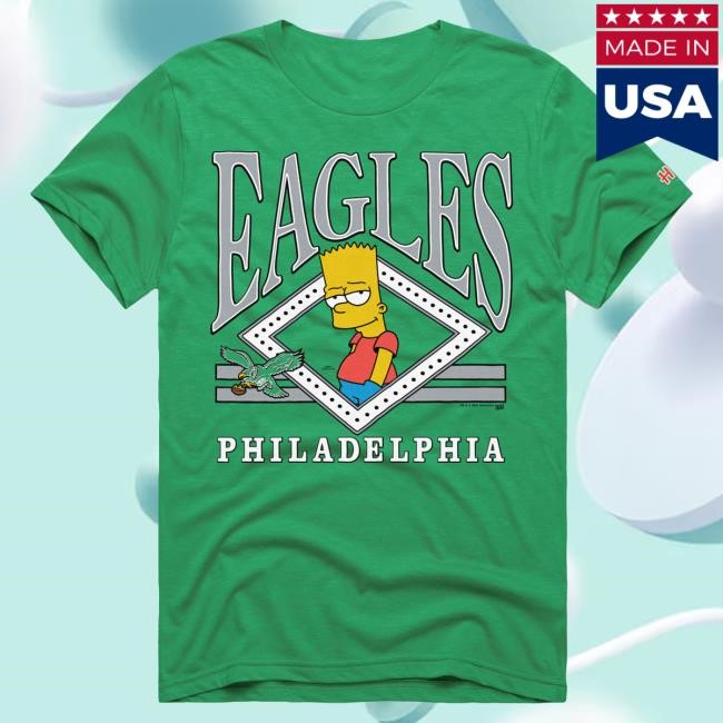 Official Philadelphia Eagles Homage x The Simpsons Youth T Shirt - Kelly Green