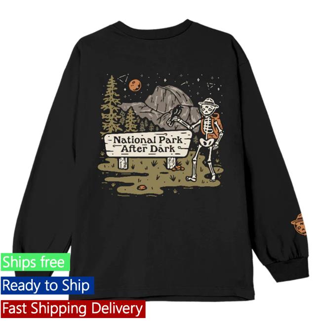 Fanjoy Merch National Park After Dark Npad National Park Black Bear Long Sleeve Tee Shirt