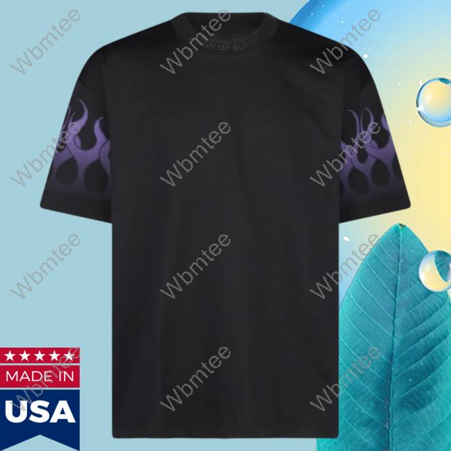 Official Vision Of Super Black Top Shirt With Purple Gradient Flames