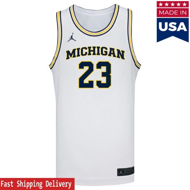 Michigan Wolverines #23 Yaxel Lendeborg Student Athlete White Basketball Jersey Tshirt | The M Den Official Merch Store Shop