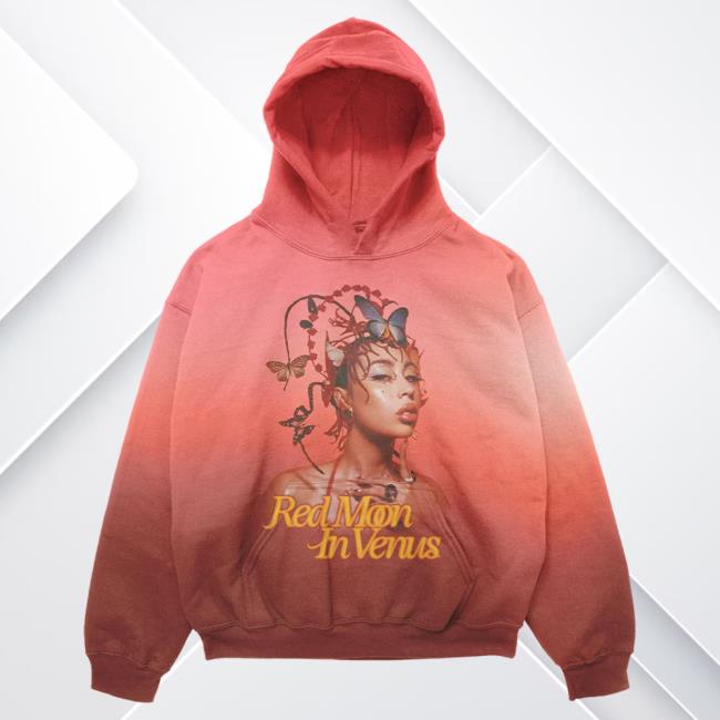Official Kali Uchis Merch Store Kali Uchis Ombre Red Moon In Venus Anniversary Hood Kali Uchis Clothing Shop KaliUchis ShopKaliUchis