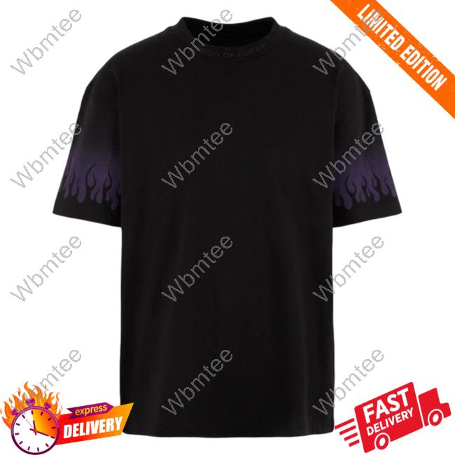 Official Vision Of Super Purple Negative Flames Black T Shirt