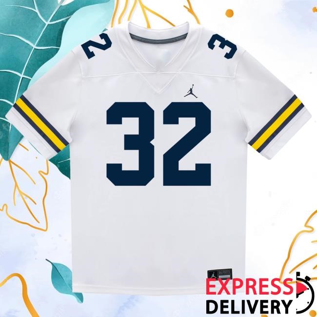 Michigan Wolverines #32 John Volker Student Athlete White Football Jersey Shirt The M Den Shop