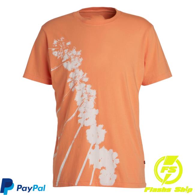 Official Harry Rosen Sol Angeles Clothing Palm Tree Print Crewneck Tee Shirt Orange