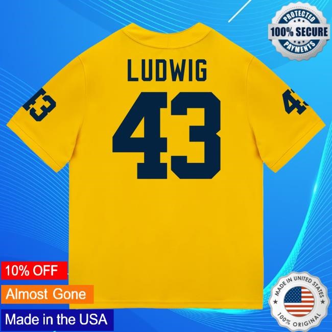 Michigan Wolverines #43 Zach Ludwig Student Athlete Maize Football Jersey T Shirt The M Den Shop