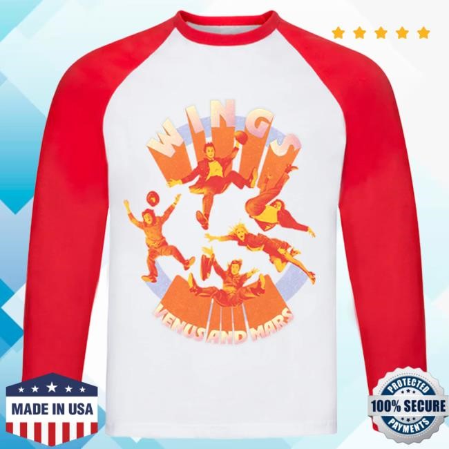 Official Paul Mccartney Venus and Mars Red Raglan Long Sleeve Hot Shirt