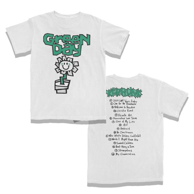 Official Green Day Merch Store Shop Green Day Kerplunk Flower Tracklist Attractive Shirt GreenDay