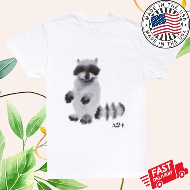 Official A24 Merch Store A24 Films A24 X Rop Van Mierlo Raccoon Watercolor Attractive Shirt A24 Shop