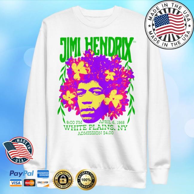 Official Jimi Hendrix Store Merch Jimi Hendrix White Plains Popover Sweatshirt