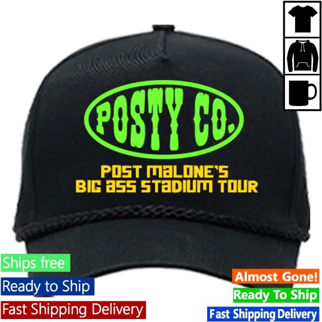 Post Malone Big Ass Stadium Tour Black Hat Official Post Malone Merch Store Post Malone Big Ass Stadium Tour Black Cap