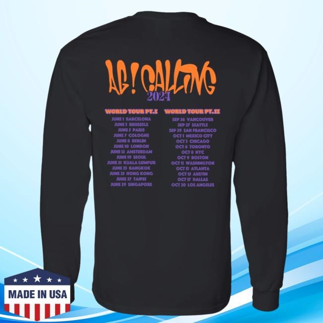 Official Atarashii Gakko Merch AG! Calling Black Long Sleeve Shirt