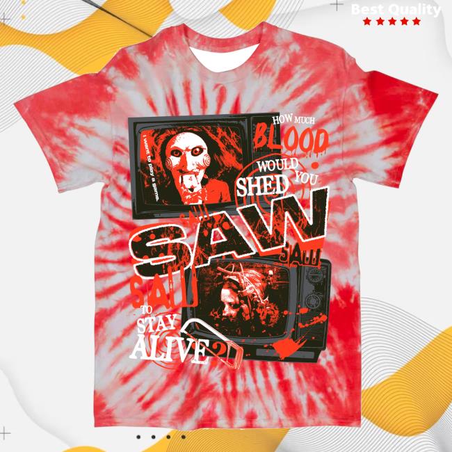 Official Studiohouse Designs Merch Store Saw Limited Tiedye T-Shirt Live Or Die (Red) Studiohouse Designs Apparel Clothing Shop StudiohouseDesigns