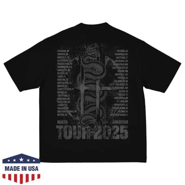 Official Pantera Shop Black Snake CFH 2025 Tour T Shirt