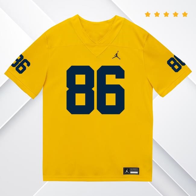 Official The M Den Michigan Wolverines #86 Brady Prieskorn Student Athlete Maize Football Jersey Top Shirt