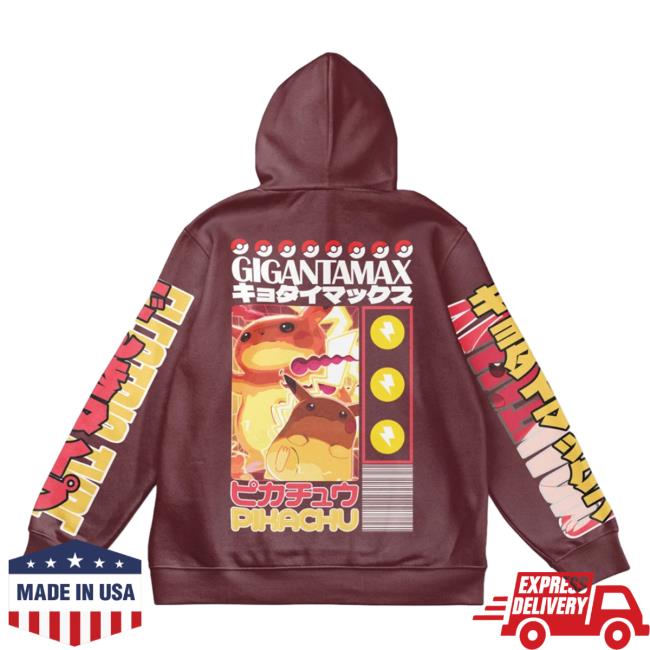 Official Anime Ape Clothing Gigantamax Pikachu Pokemon Streetwear AOP Crewneck 3D All Over Print Animeape