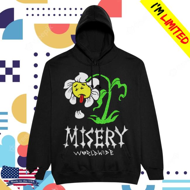 Official Misery Worldwide Misery Worldwide Dead Flower Jumbo Print Crew Black