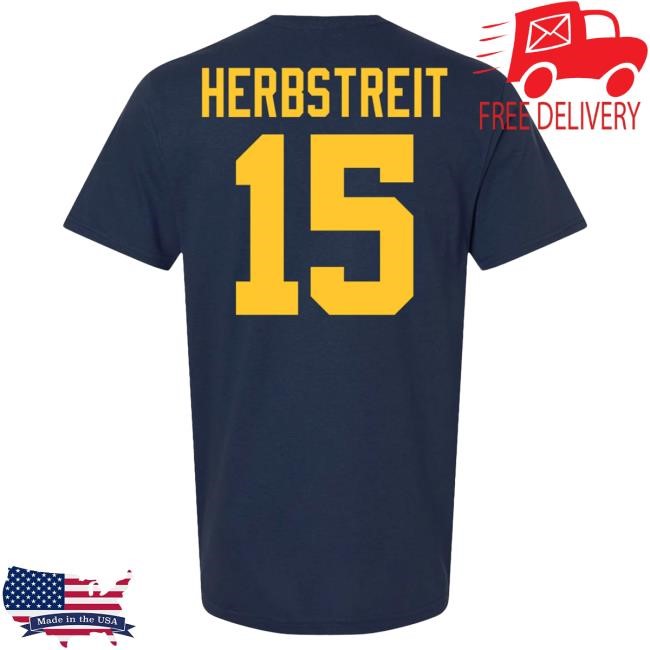 The M Den Michigan Wolverines #15 Chase Herbstriet Student Athlete Blue Football Tees
