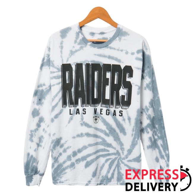 Official Junk Food Apparel Clothing Store Shop Junkfoodclothing Las Vegas Raiders Game Time Tie Dye Long Sleeve Tees True Black Tie-Dye