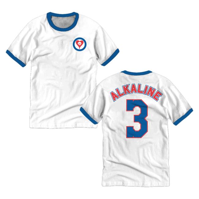 Official Alkaline Trio Merch Store Shop Alkaline Trio Heartskull #3 Ringer Popover Shirt (White/Royal)