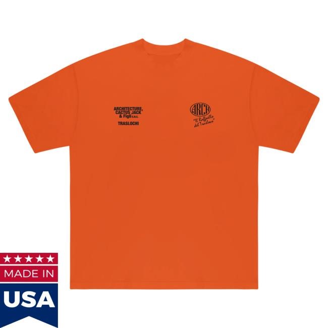 Official Travis Scott Merch Store CJ x ARCH Traslochi Tee (Orange) Virgil Abloh Archive™ x Cactus Jack