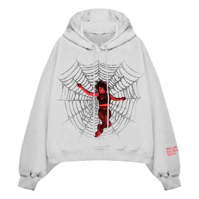 Official Interscope Records BillieEilish Merch Clothing Store Billie Eilish Spiderweb White Hood
